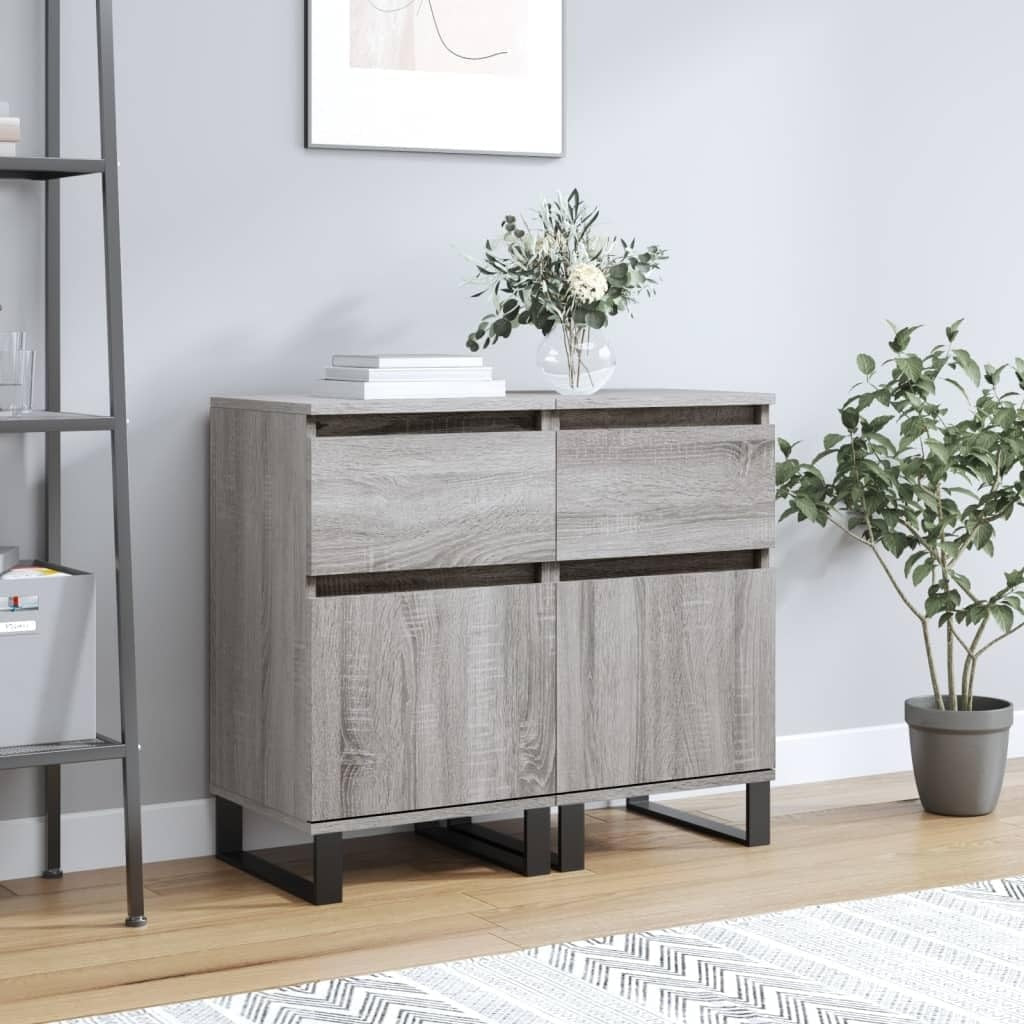 Lot de 2 buffets gris Sonoma en bois composite 40 x 35 x 70 cm pour salon, entree ou salle a manger