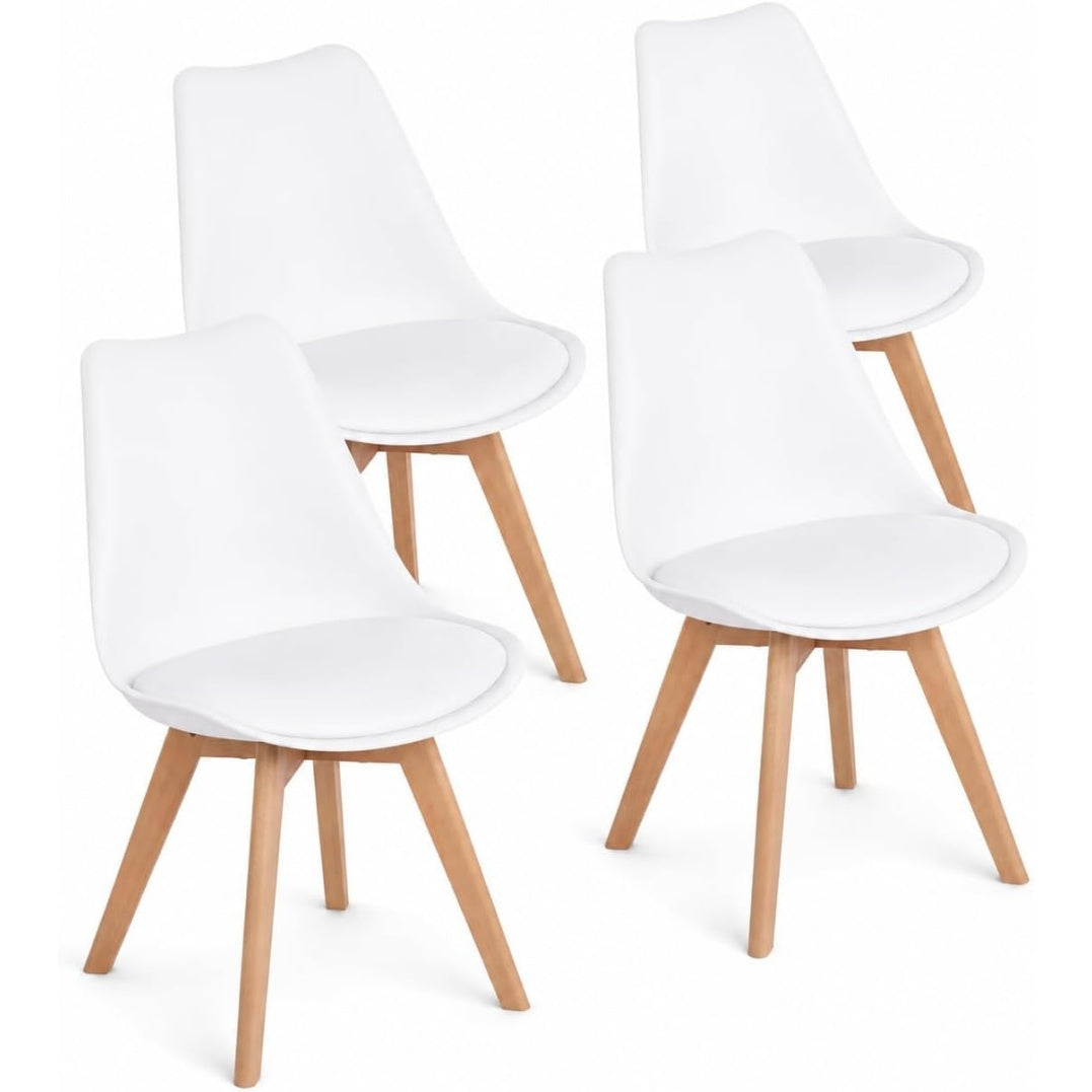 Lot de quatre chaises scandinaves rembourrees avec pieds en hetre massif, design retro pour cuisine bureau ou salle a manger