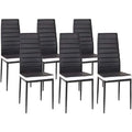 Ensemble de six chaises de salle a manger avec assise epaisse rembourree, finition noire et blanche moderne