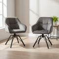 Lot de deux chaises pivotantes 360 degres en velours, siege confortable pour cuisine ou salon
