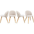 Lot de 4 chaises coquillage contemporaines en tissu beige doux, pieds en metal et forme elegante pour salle a manger