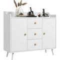 Meuble bas blanc 90 x 32 x 80 cm avec portes et tiroirs, solution simple pour organiser vos affaires