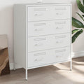 Module d appoint blanc en acier 68 x 39 x 89 cm avec rangement integre, parfait pour amenager les pieces de vie contemporaines