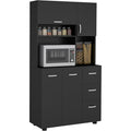 Armoire de cuisine haute avec nombreux rangements, capacite 89 cm, finition noire et conception verticale fonctionnelle