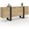 Grande enfilade 200 cm bois noir avec quatre portes et vaste espace de rangement