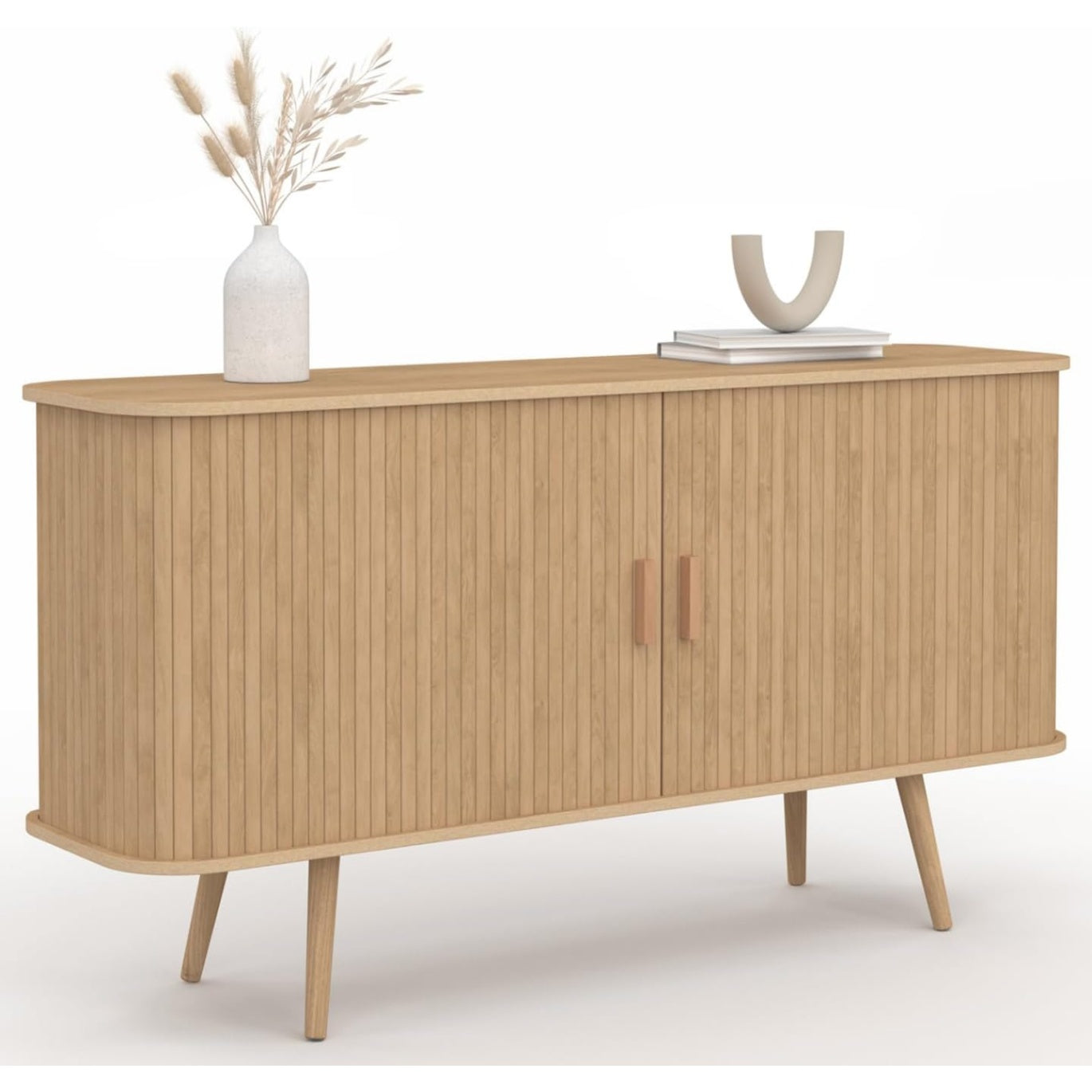 Meuble chene 140 cm avec portes coulissantes et facade tasseaux style moderne